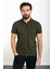 Düz Haki Slim Fit Fermuarlı Polo Yaka Erkek T-Shirt 1