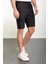 Çizgili Siyah Super Slim Fit Beli Lastikli İpli Erkek Şort 1