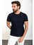 Desenli Lacivert Slim Fit Bisiklet Yaka Erkek T-Shirt 3