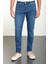 Düz Mavi Super Slim Fit Erkek Kot Pantolon 1