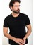 Düz Siyah Slim Fit Bisiklet Yaka Erkek T-Shirt 3