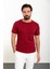 Düz Bordo Slim Fit Bisiklet Yaka Erkek T-Shirt 1
