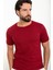 Düz Bordo Slim Fit Bisiklet Yaka Erkek T-Shirt 3