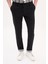 Düz Siyah Super Slim Fit Beli Lastikli İpli Erkek Pantolon 1
