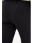 Düz Siyah Super Slim Fit Beli Lastikli İpli Erkek Pantolon 4