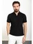 Düz Siyah Slim Fit Polo Yaka Erkek T-Shirt 1