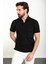 Düz Siyah Slim Fit Polo Yaka Erkek T-Shirt 3