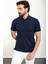 Düz Lacivert Slim Fit Polo Yaka Erkek T-Shirt 3