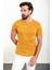 Düz Hardal Slim Fit Bisiklet Yaka Erkek T-Shirt 3
