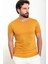 Düz Hardal Slim Fit Bisiklet Yaka Erkek T-Shirt 4