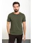 Düz Haki Slim Fit Bisiklet Yaka Erkek T-Shirt 1
