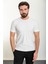 Çizgili Ekru Slim Fit Bisiklet Yaka Erkek T-Shirt 1