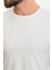 Çizgili Ekru Slim Fit Bisiklet Yaka Erkek T-Shirt 2