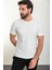 Çizgili Ekru Slim Fit Bisiklet Yaka Erkek T-Shirt 3