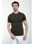 Baskılı Haki Slim Fit Bisiklet Yaka Basic Erkek T-Shirt 1