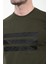 Baskılı Haki Slim Fit Bisiklet Yaka Basic Erkek T-Shirt 2