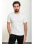 Desenli Ekru Slim Fit Bisiklet Yaka Erkek T-Shirt 1