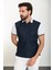 Parçalı Lacivert Slim Fit Polo Yaka Erkek T-Shirt 3