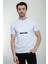 Baskılı Beyaz Slim Fit Bisiklet Yaka Basic Erkek T-Shirt 1