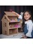Katlı Otopark ve Çatılı Ahşap Oyuncak Bebek Evi(15 Adet Mobilyalı) 3