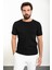 Desenli Siyah Slim Fit Bisiklet Yaka Erkek T-Shirt 1