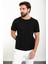 Desenli Siyah Slim Fit Bisiklet Yaka Erkek T-Shirt 3