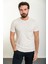 Desenli Ekru Slim Fit Bisiklet Yaka Erkek T-Shirt 1