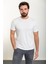 Desenli Ekru Slim Fit Bisiklet Yaka Erkek T-Shirt 1