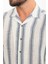 Çizgili Lacivert Slim Fit Apaç Yaka Kısa Kollu Erkek Gömlek 2