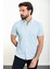 Düz Mavi Slim Fit Kısa Kollu Erkek Gömlek 3