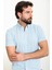 Düz Mavi Slim Fit Kısa Kollu Erkek Gömlek 4