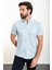 Düz Açık Mavi Slim Fit Kısa Kollu Erkek Gömlek 3