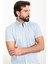 Düz Açık Mavi Slim Fit Kısa Kollu Erkek Gömlek 4
