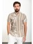 Desenli Haki Slim Fit Kısa Kollu Erkek Gömlek 1
