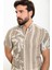 Desenli Haki Slim Fit Kısa Kollu Erkek Gömlek 3