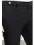 Düz Siyah Super Slim Fit Kemerli Erkek Pantolon 2