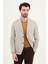 Desenli Kahverengi Slim Fit Torba Cep Mono Yaka Keten Erkek Ceket 1
