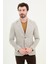 Desenli Kahverengi Slim Fit Torba Cep Mono Yaka Keten Erkek Ceket 4