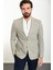 Kırçıllı Haki Slim Fit Mono Yaka Keten Erkek Ceket 4
