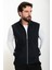 Düz Siyah Slim Fit Hakim Yaka Erkek Yelek 1