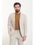 Düz Bej Slim Fit Torba Cep Mono Yaka Spor Erkek Takım Elbise 1