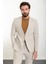 Düz Bej Slim Fit Torba Cep Mono Yaka Spor Erkek Takım Elbise 3