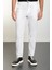 Çizgili Ekru Super Slim Fit Beli Lastikli İpli Gofre Erkek Pantolon 3