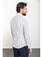 Çizgili Mavi Slim Fit Uzun Kollu Keten Erkek Gömlek 4