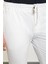 Düz Ekru Super Slim Fit Beli Lastikli İpli Erkek Pantolon 2