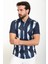 Desenli Lacivert Slim Fit Kısa Kollu Erkek Gömlek 3