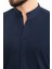 Düz Lacivert Slim Fit Hakim Yaka Uzun Kollu Erkek Gömlek 2