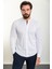 Düz Beyaz Slim Fit Hakim Yaka Uzun Kollu Erkek Gömlek 1