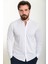 Düz Beyaz Slim Fit Hakim Yaka Uzun Kollu Erkek Gömlek 4