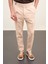Düz Taş Rengi Super Slim Fit Kemer Detaylı Tokalı Pileli Erkek Pantolon 1
